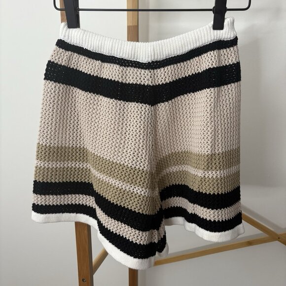 SABO Quinn Stripe Crochet Shorts (Size 2) 100% Cotton Knit High Rise Semi Sheer - Picture 5 of 9
